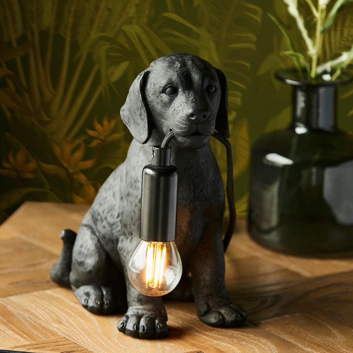 Endon Labrador Puppy 1 Light Table Lamp - Matt Black