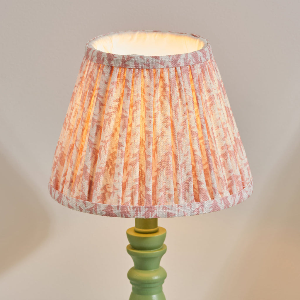 Endon Bibury Satin Cotswold Green Table Lamp & Leaf 20cm Peachy Keen Shade