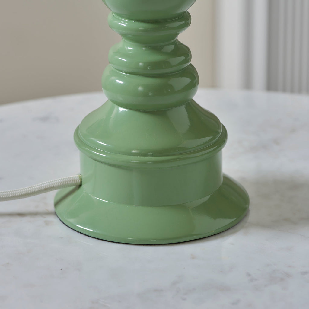Endon Myrtle Gloss Cotswold Green Table Lamp & Zigzag 25cm Apricot Orange Shade