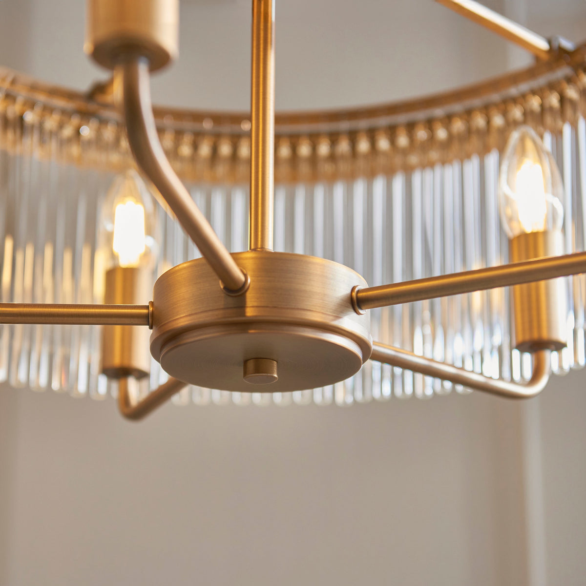 Endon Clermont 5 Light Pendant  - Warm Antique Brass Plate & Clear Glass