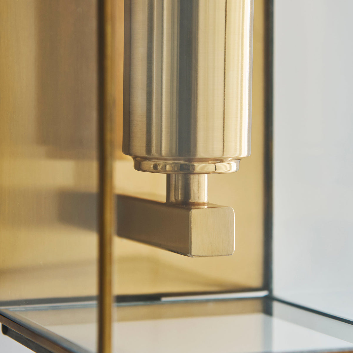 Endon Hammond Wall Light - Antique Solid Brass, Brushed Aged Brass Plate & Clear Glass