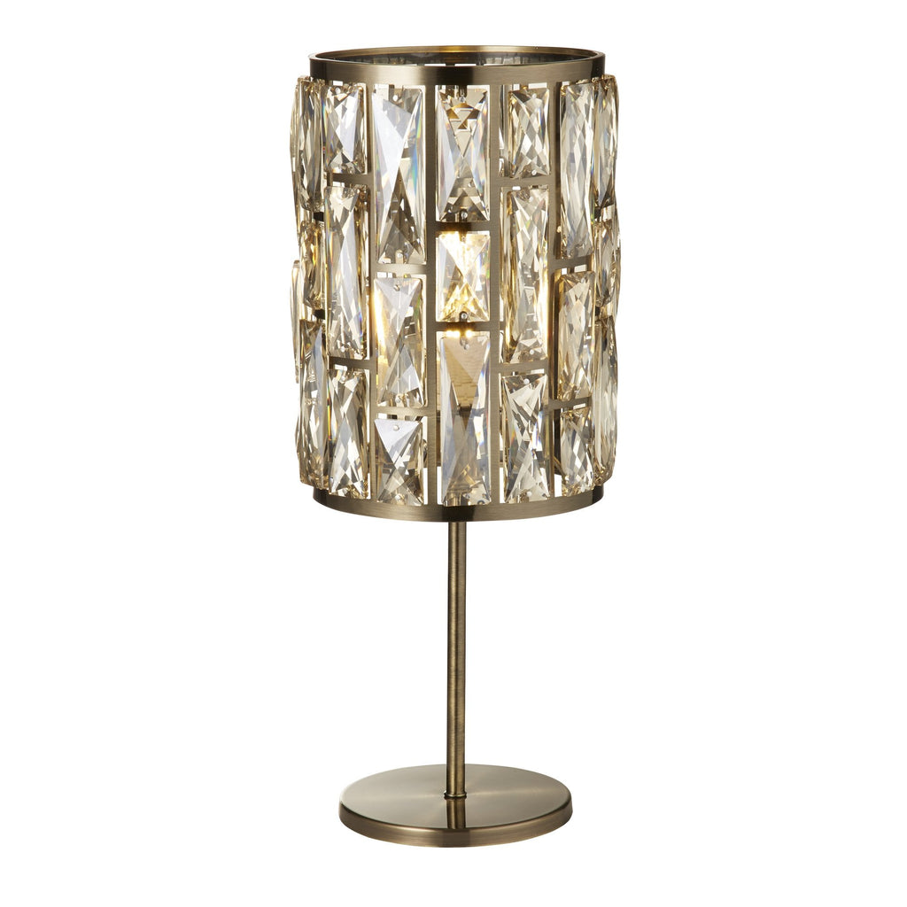 Searchlight Becket Table Lamp - Antique Brass & Champagne Glass