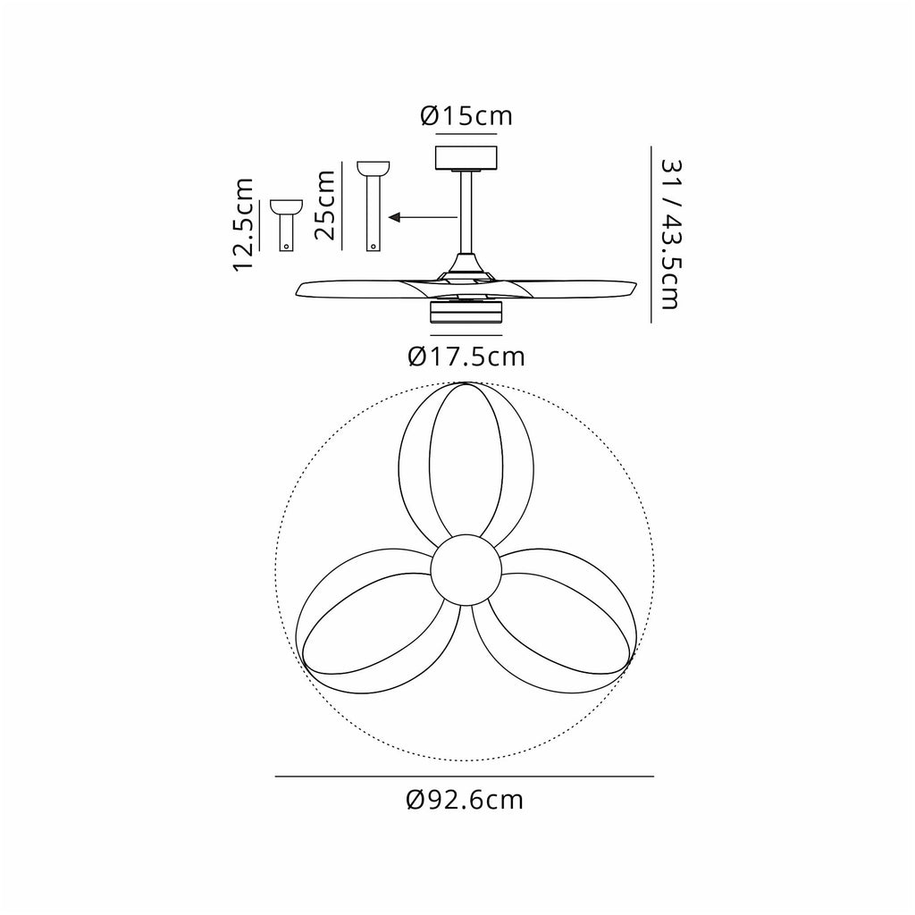 Mantra Infinity Ceiling Fan Light, 24W LED, 30W DC Fan, Remote Control - Wood