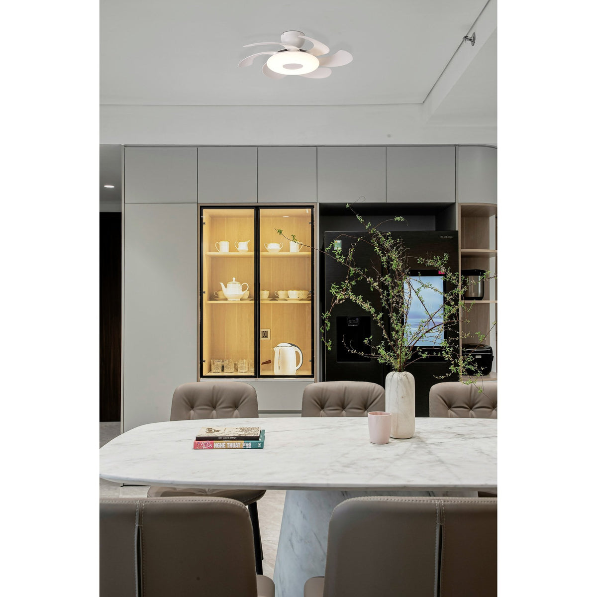 Mantra Flowers Ceiling Fan Light, 24W LED, 24W DC Fan, Remote Control - White