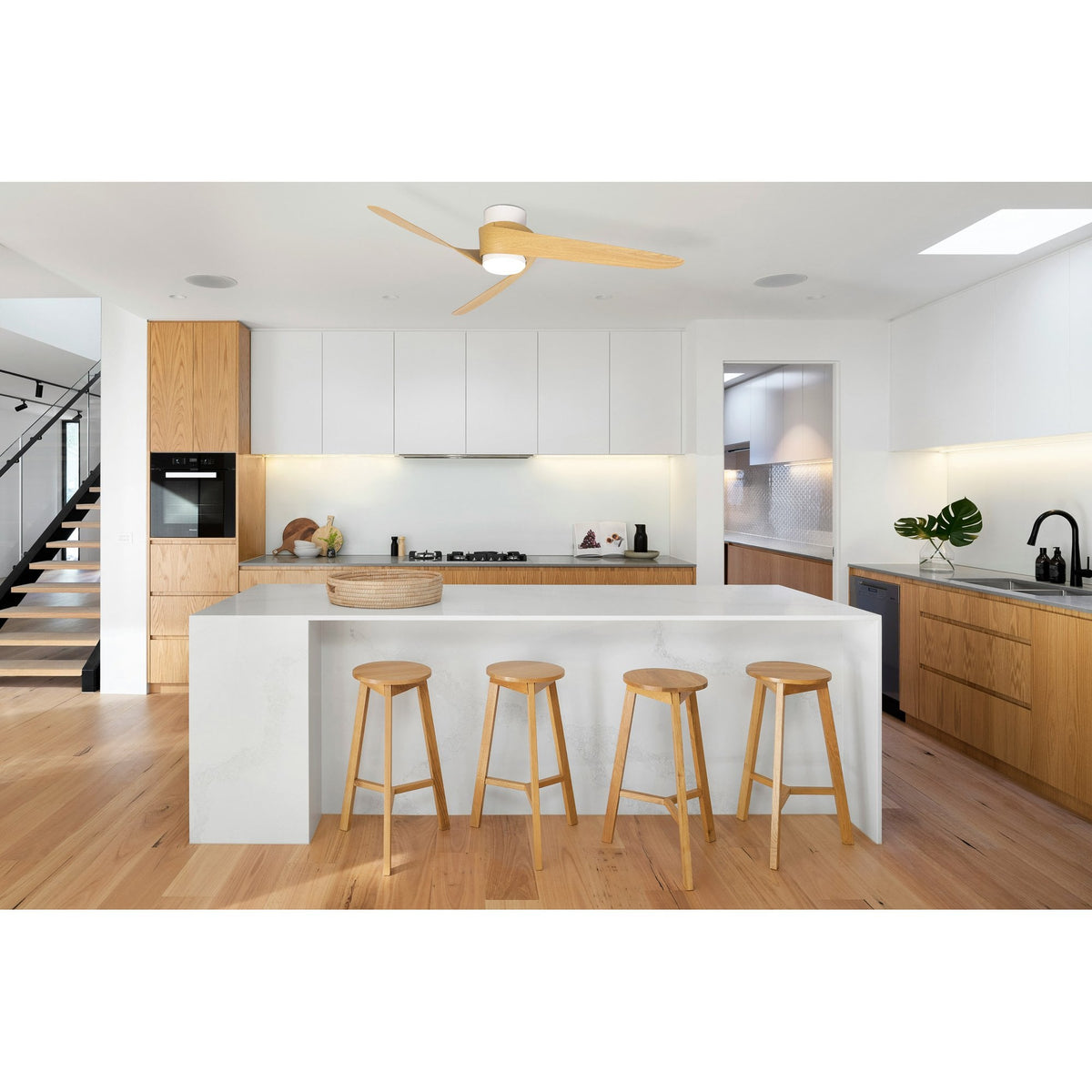Mantra Groenland Ceiling Fan Light, 24W LED, 30W DC Fan, Remote Control - Wood