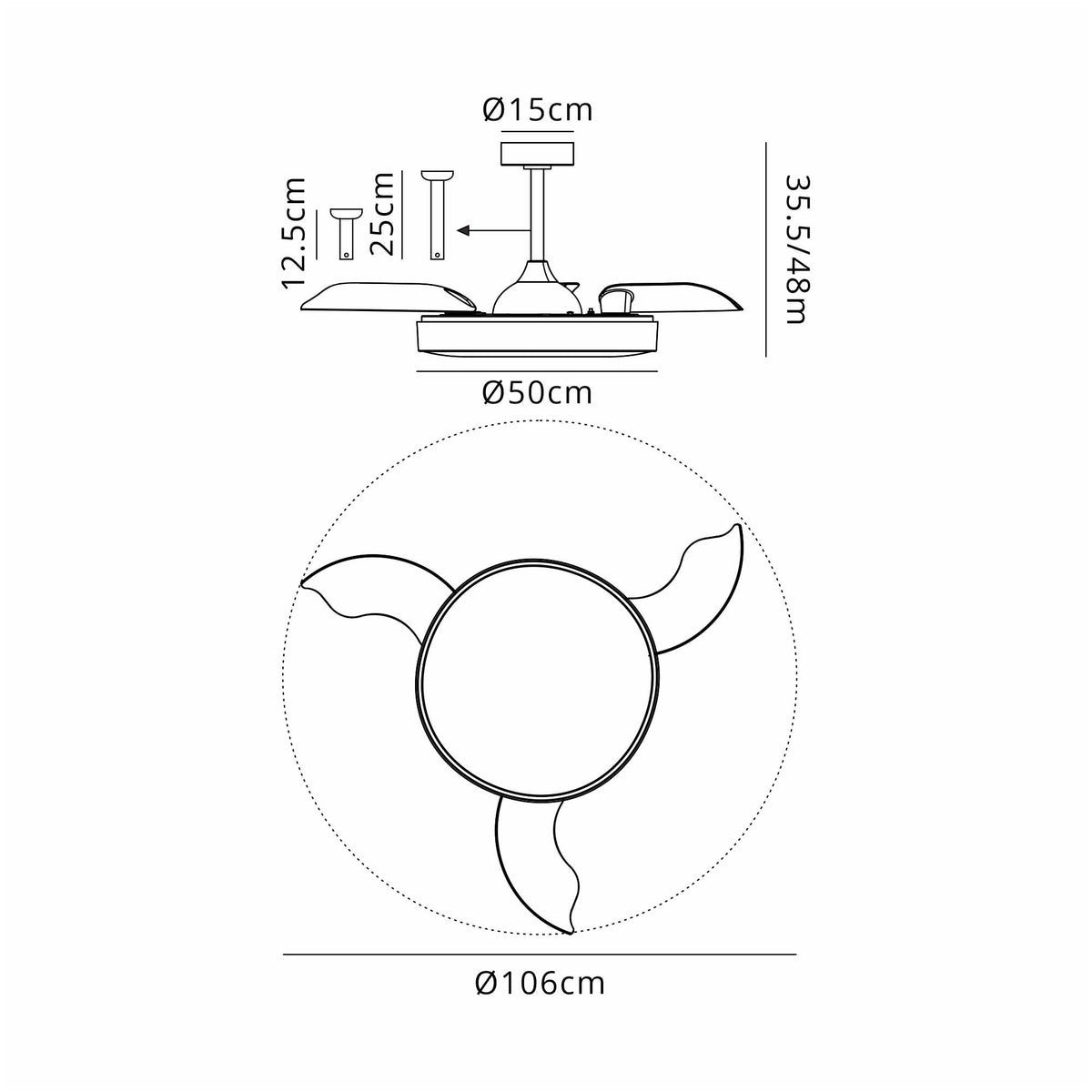 Mantra Alaska Ceiling Fan Light, 50W LED, 30W DC Fan, Remote & App Control - Black