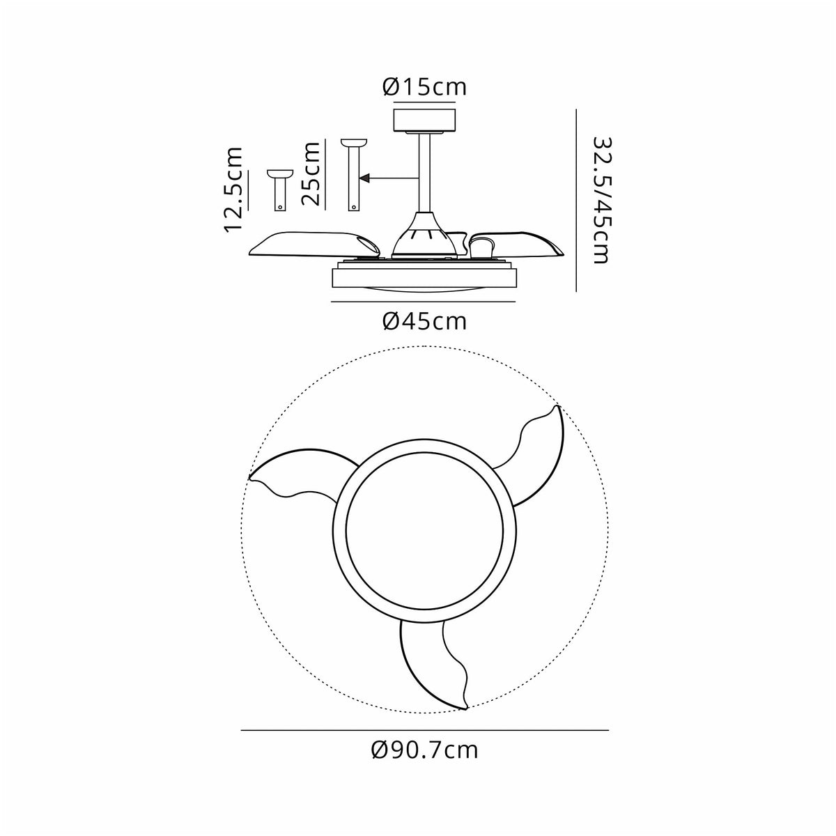 Mantra Siberia Mini 40W LED Dimmable Ceiling Light With Built-In 28W DC Fan, 3000-6500K Remote Control - White