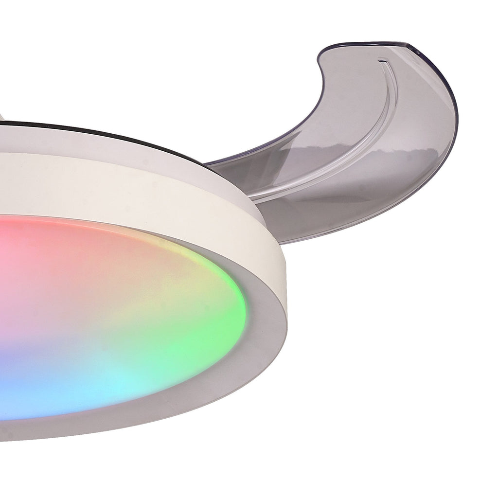 Mantra Siberia Mini 40W LED Dimmable Ceiling Light With Built-In 28W DC Fan, 3000-6500K Remote Control - White