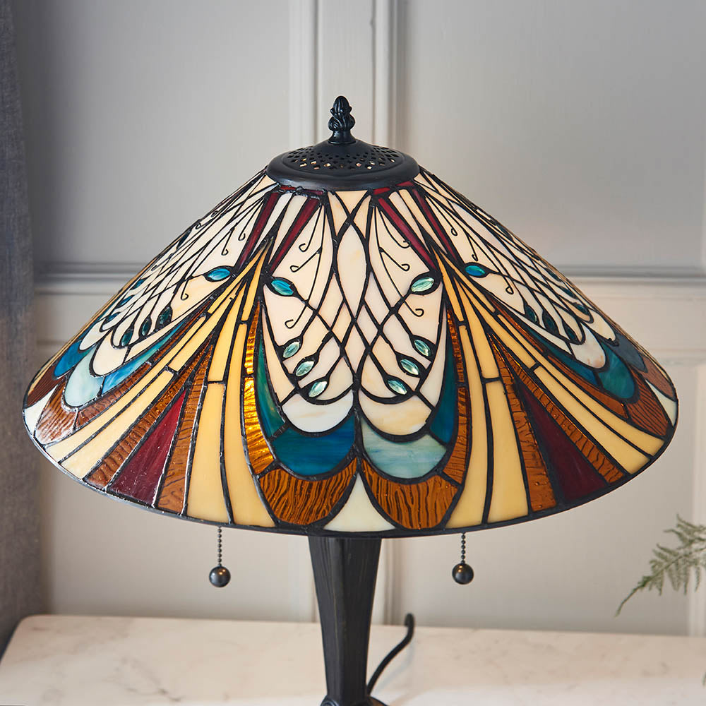 Interiors 1900 Hector Medium Table Lamp - Tiffany Glass
