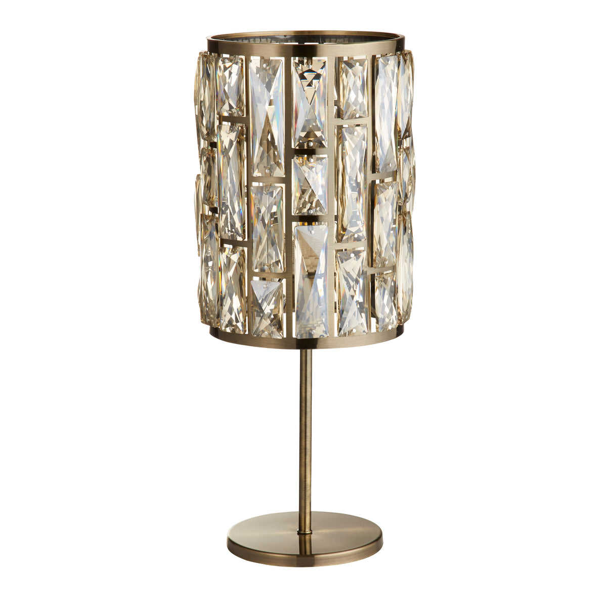 Searchlight Becket Table Lamp - Antique Brass & Champagne Glass