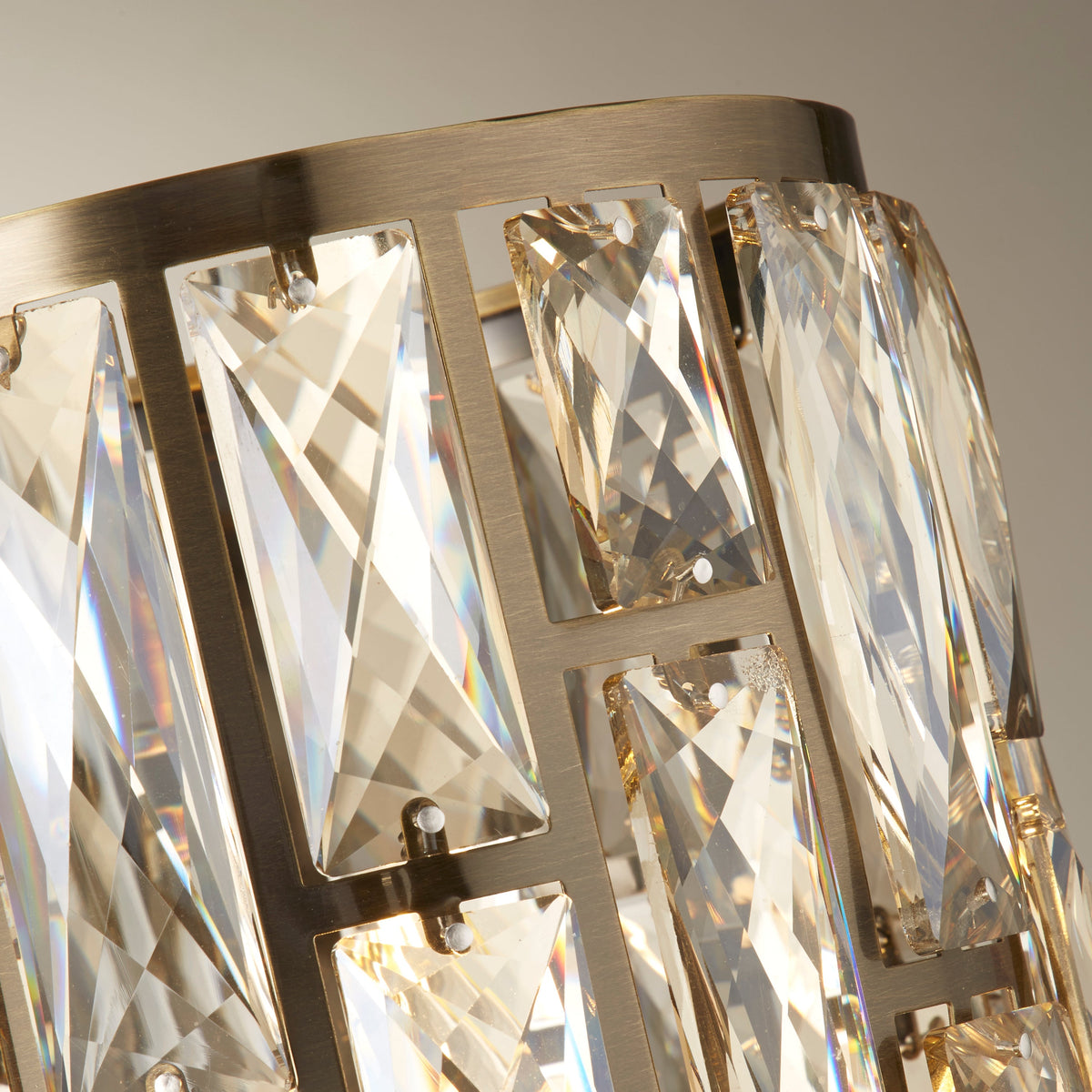 Searchlight Becket Table Lamp - Antique Brass & Champagne Glass