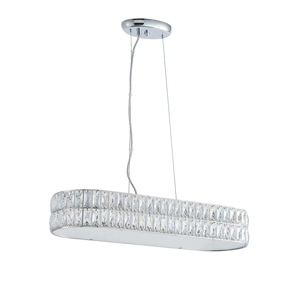 Endon Verina 5 Light Linear Pendant - Clear Crystal & Chrome Plate