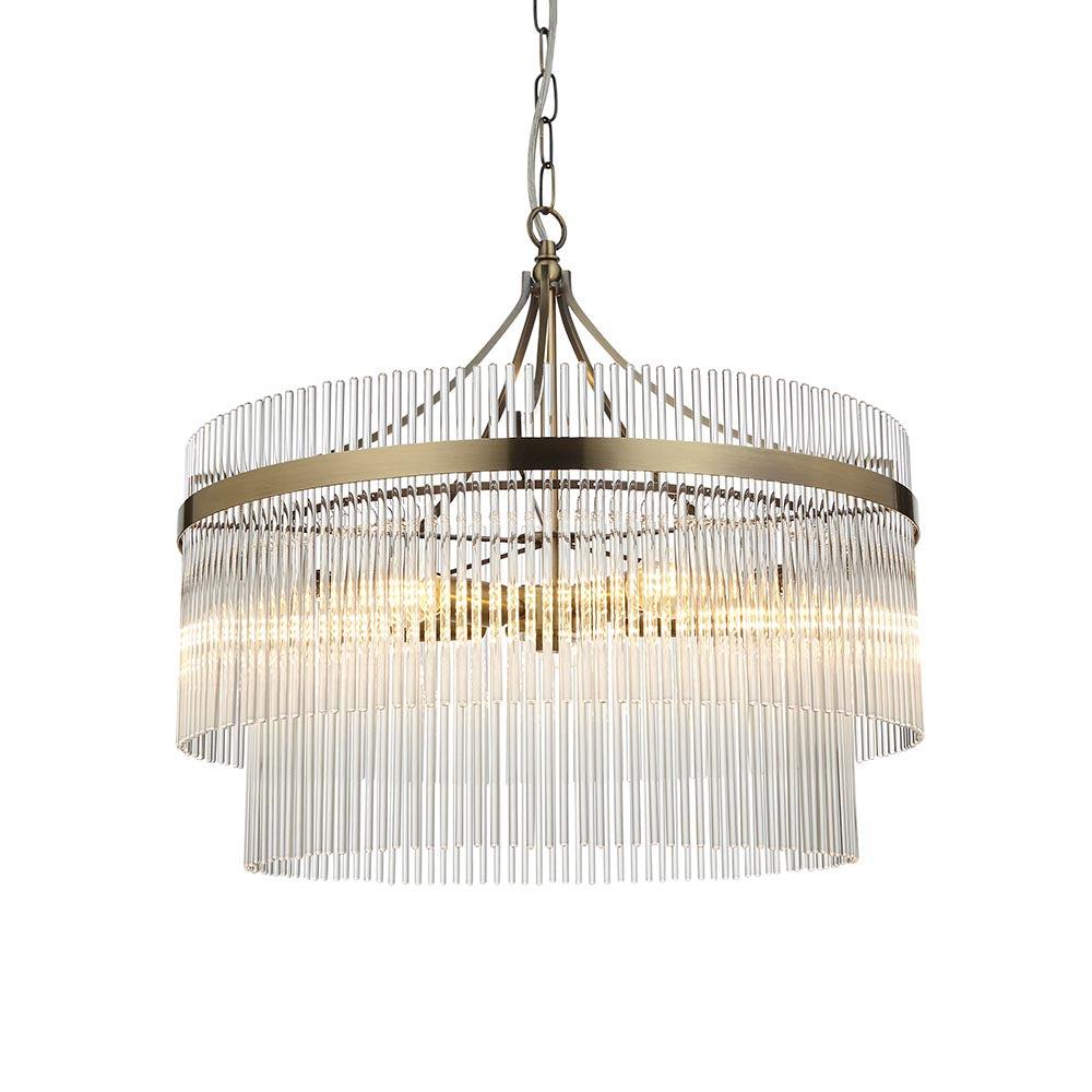 Endon Marietta 5 Light Pendant - Antique Brass Plate & Clear Glass