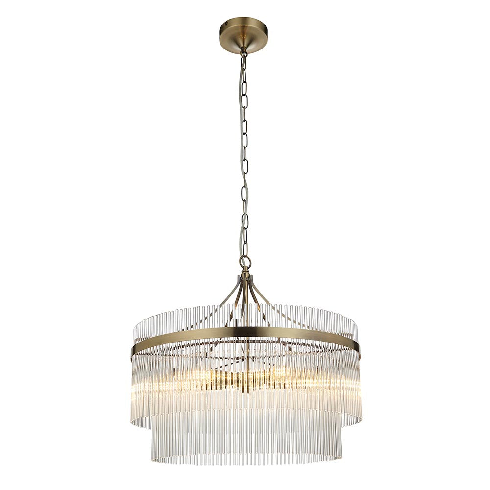 Endon Marietta 5 Light Pendant - Antique Brass Plate & Clear Glass