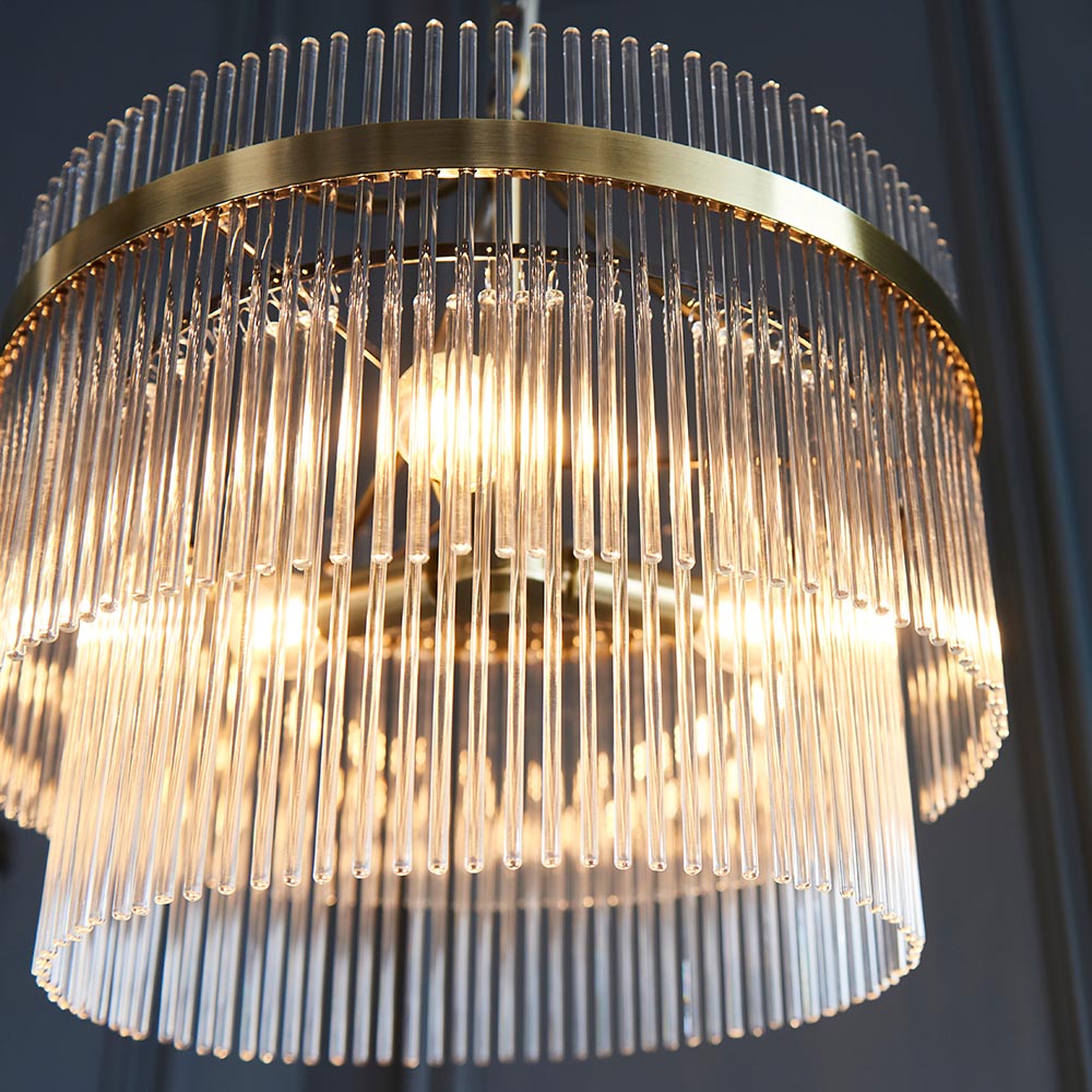 Endon Marietta 3 Light Pendant - Antique Brass Plate & Clear Glass